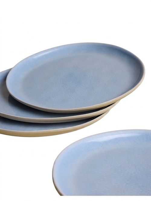 Set of 4 Linen Reactive Picnic Dinner Plates