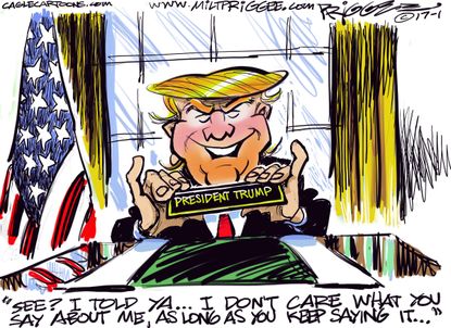 Political Cartoon U.S. Donald Trump Oval Office