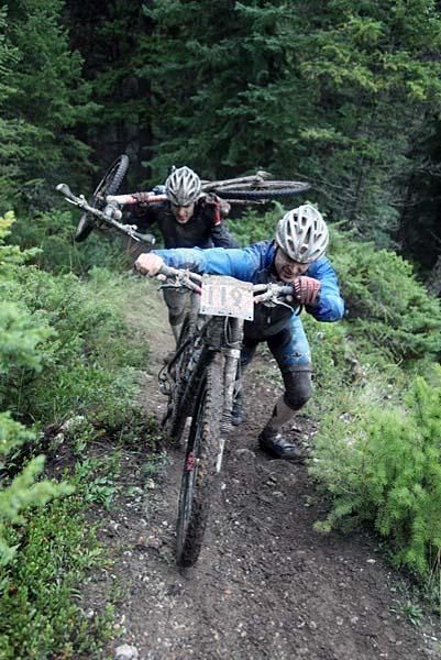 A Couloir Racing team rider pushes onward.