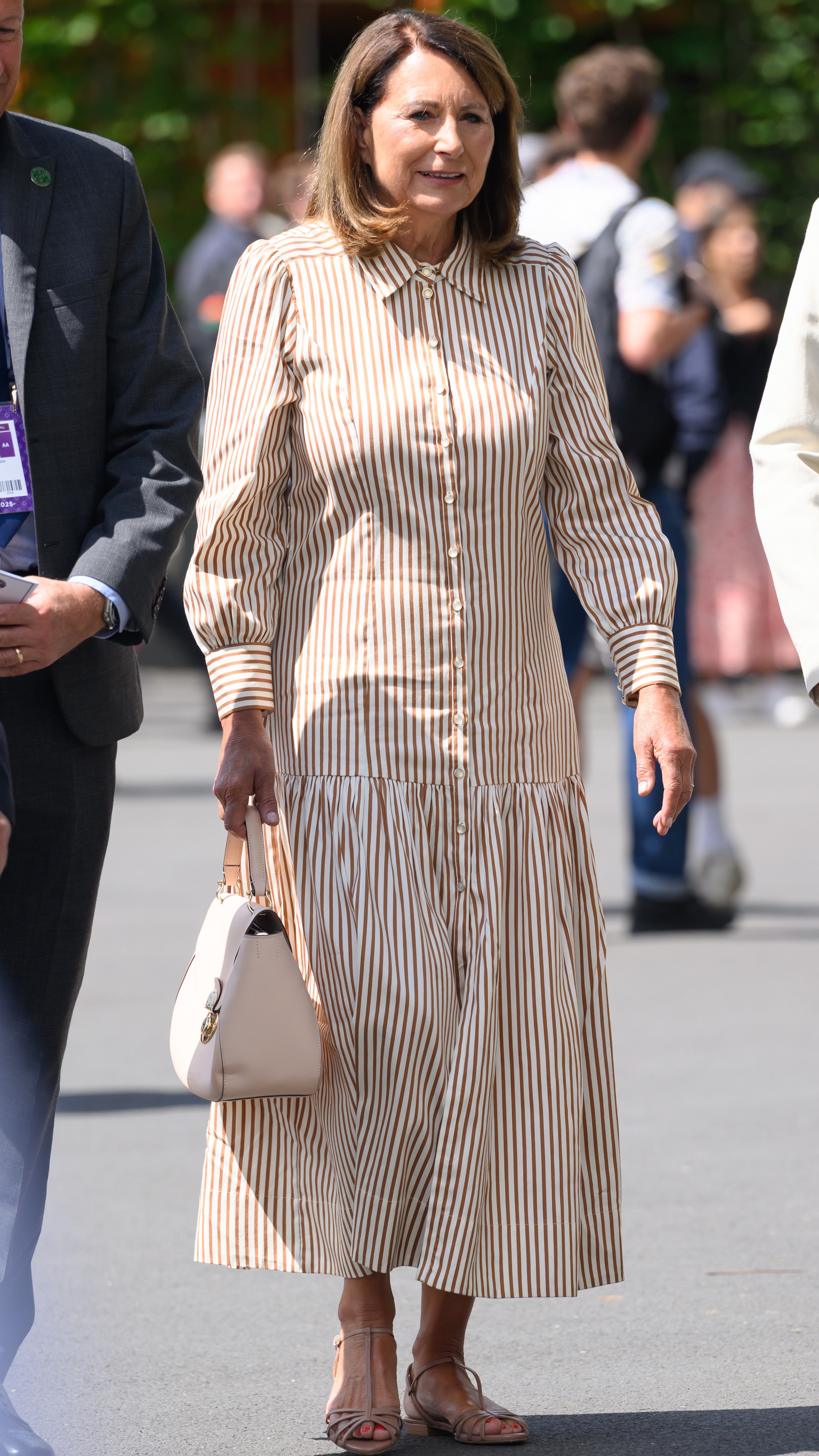 Carole Middleton attends day eight of the Wimbledon Tennis Championships at the All England Lawn Tennis and Croquet Club on July 07, 2025