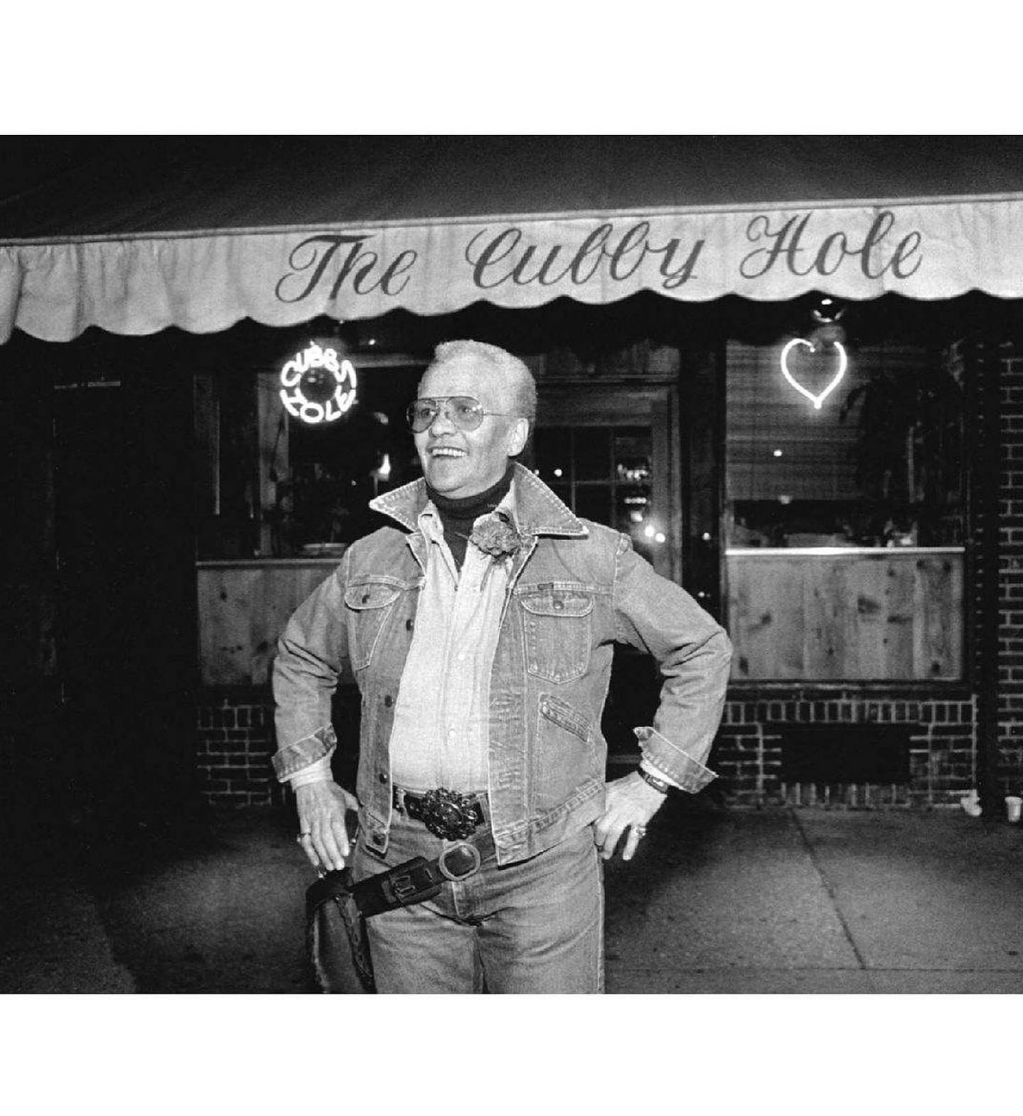 Stormé DeLarverie standing outside The Cubby Hole bar.