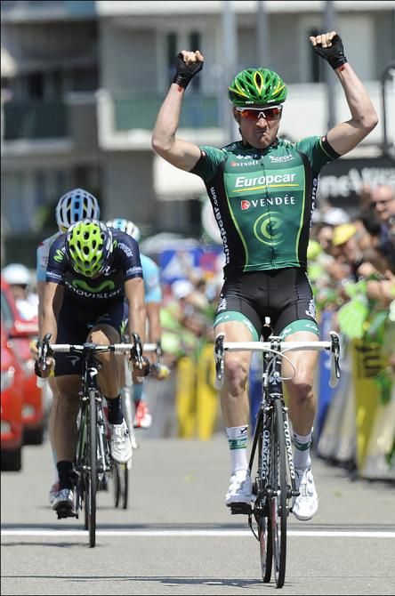 Thomas Voeckler (Europcar) celebrates another cagey stage win