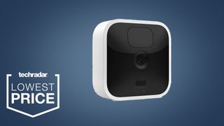 Blink Indoor home security camera on a blue background