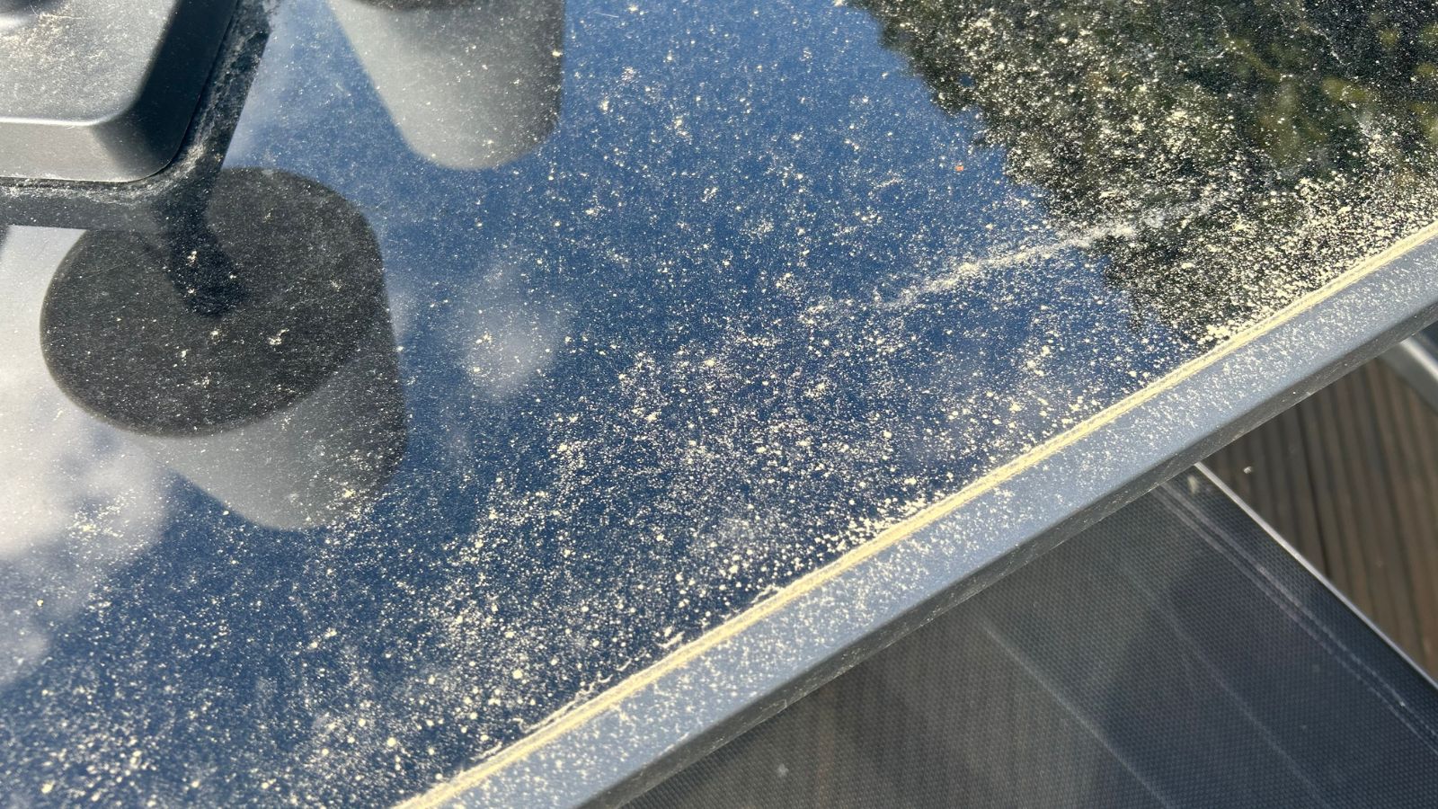 Cleaning glass patio table - before when it's dirty