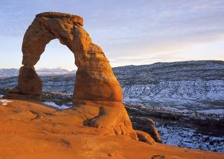 arches national park with snow