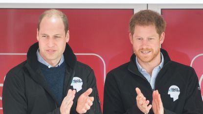 Prince Harry and Prince William, Duke of Cambridge officially start the 2017 Virgin Money London Marathon elite men's and mass race, which includes the Heads Together team, at the 2017 Virgin Money London Marathon on April 23, 2017 in London, England