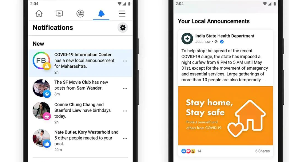 Facebook India's Covid-19 announcement tool
