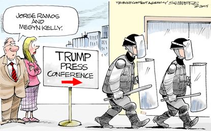 Political cartoon U.S. Trump Jorge Ramos Megyn Kelly