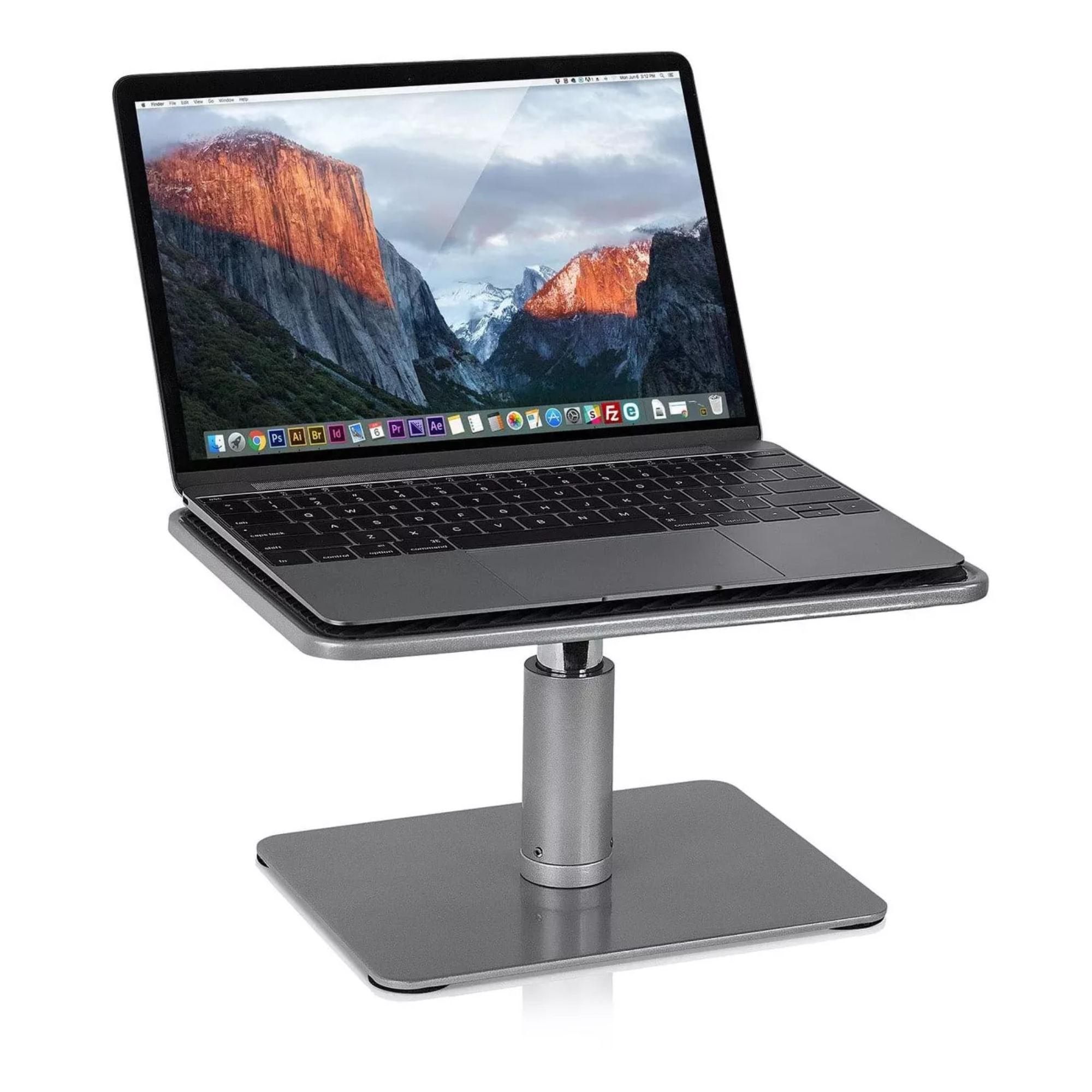 a laptop sitting on a laptop stand