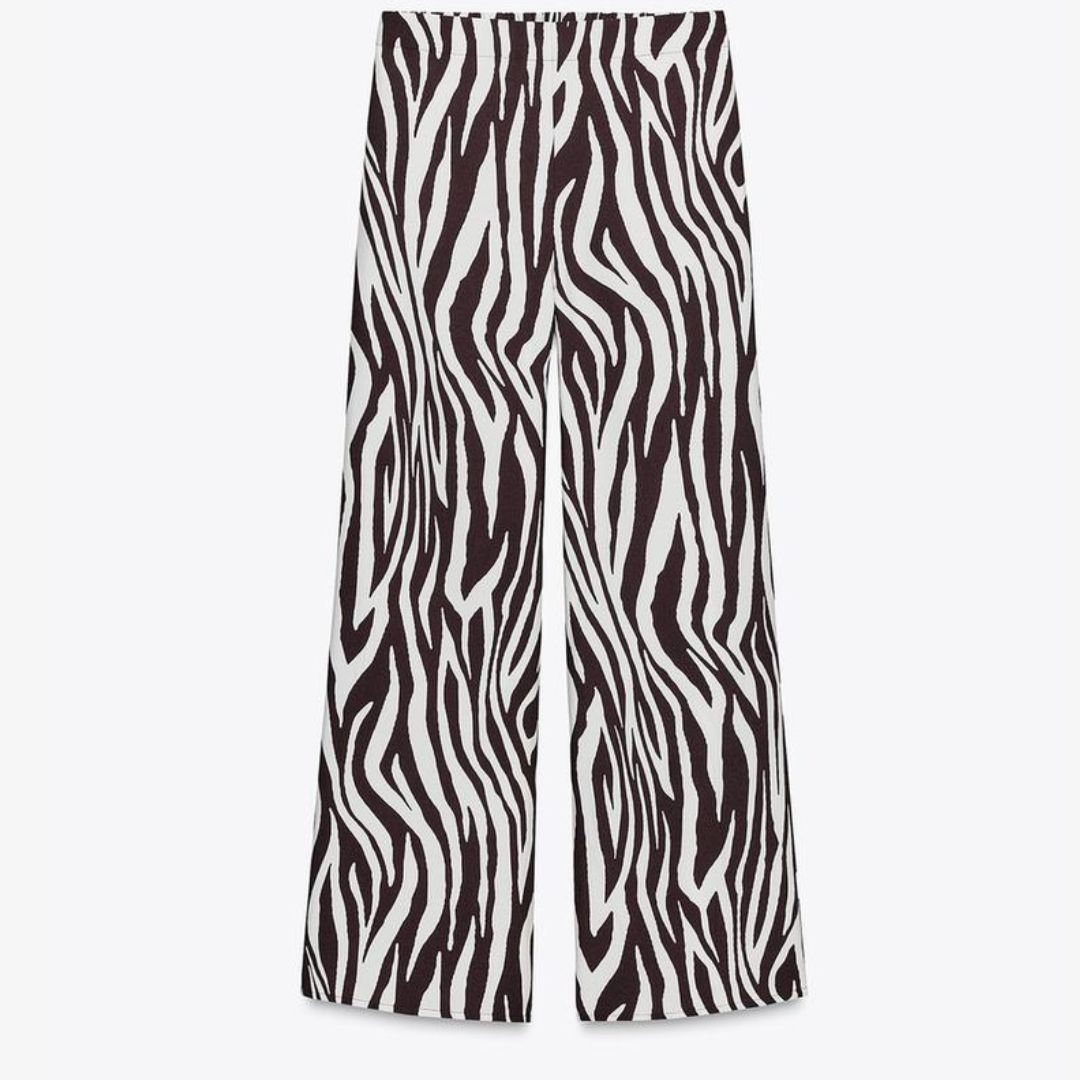 Zara Zebra Print Wide-Leg Trousers