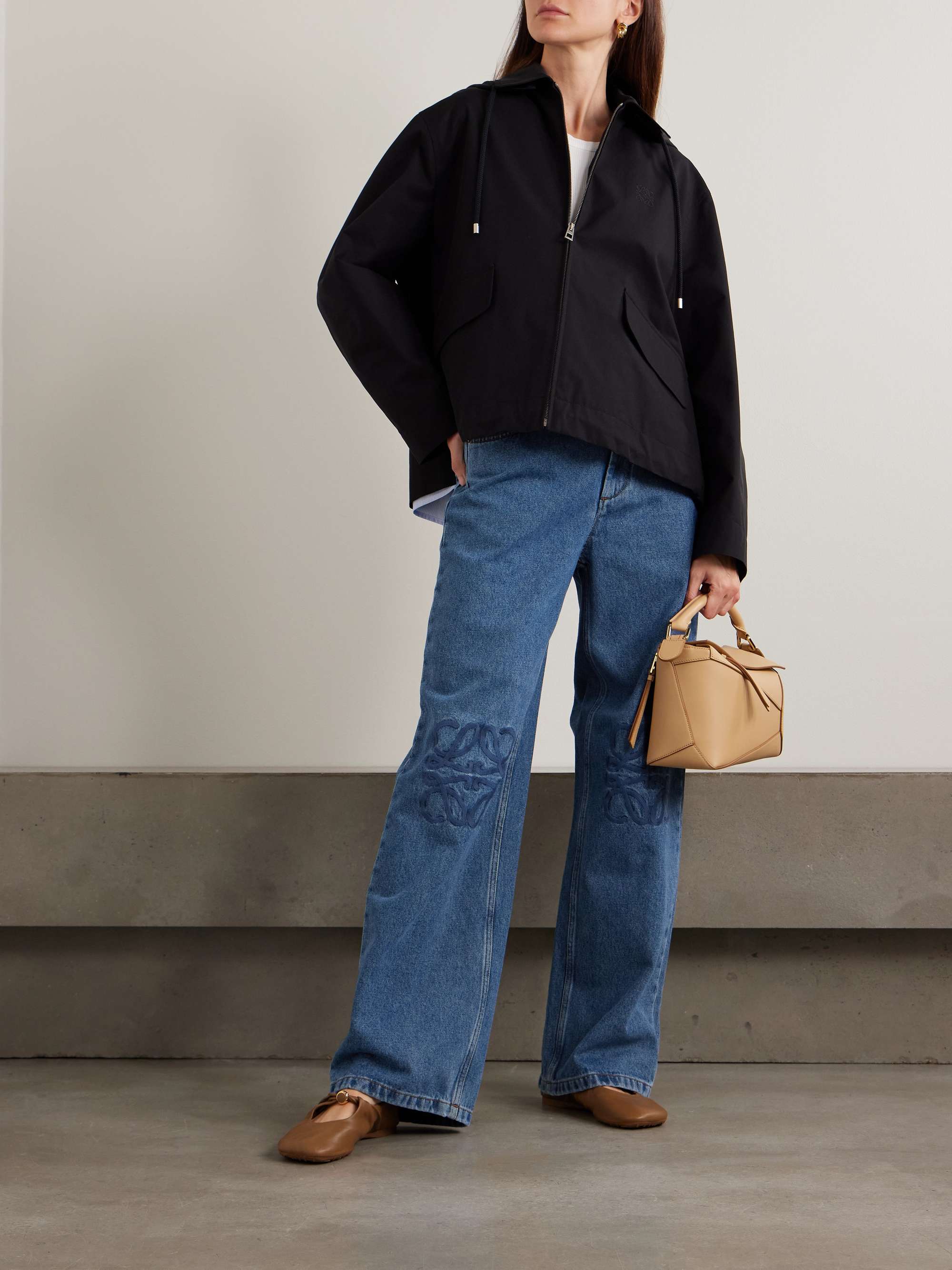 Anagram Embroidered High-Rise Straight-Leg Jeans