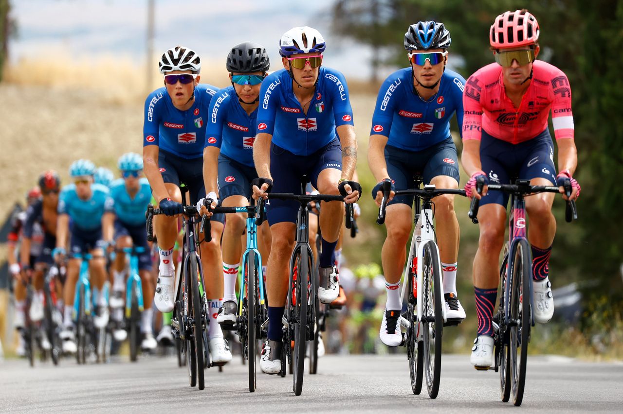 Giro della Toscana 2021 6th Edition Pontedera Pontedera 1915 km 15092021 Alessandro De Marchi ITA Israel StartUp Nation Alessandro Fedeli ITA Delko photo Luca BettiniBettiniPhoto2021