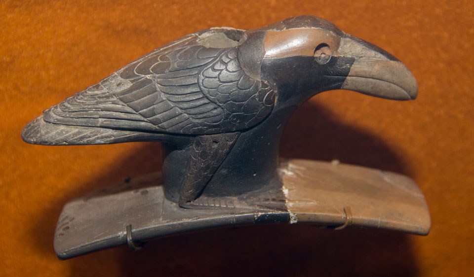A raven effigy pipe from the Hopewell culture.