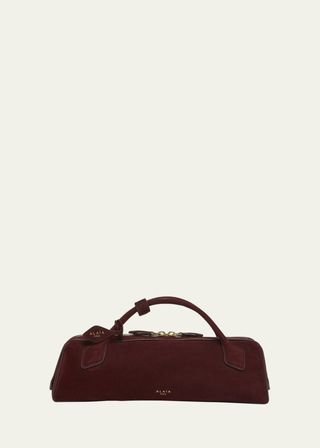 Teckel Top-Handle Bag in Suede and Leather