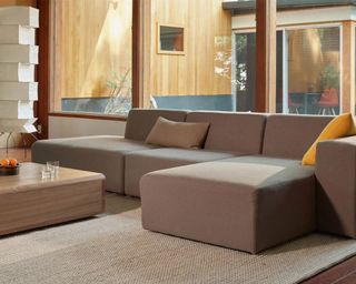 Floyd gray sectional sofa in modern living room