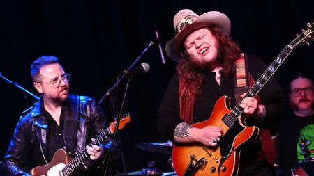 Rick Lollar joins Marcus King onstage during Kevin Scott's 10th Annual All-Star Holiday Revival at Variety Playhouse on December 18, 2025, in Atlanta, Georgia. (Photo by R. Diamond/Getty Images)