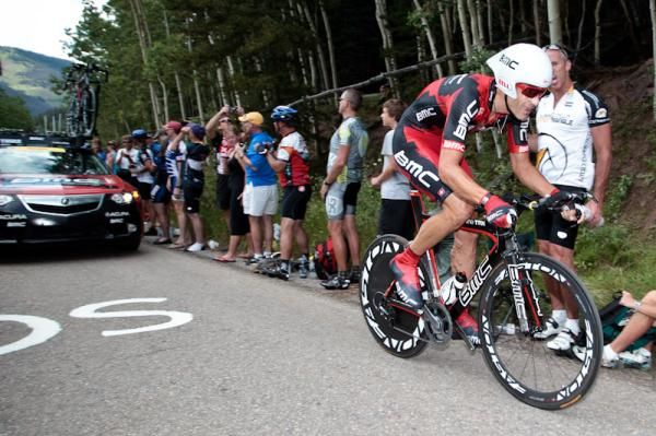 George Hincapie (BMC) blasting towards the finish.