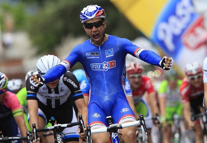 Nacer Bouhanni (FDJ) sprints to win stage 7 of the Giro d'Italia