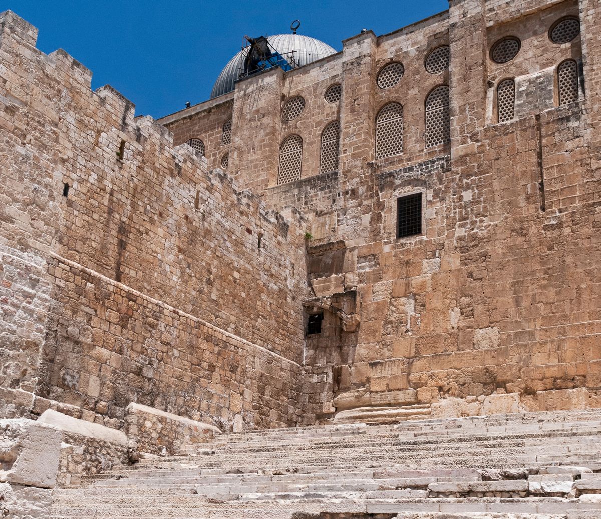 The ancient street built by Pontius Pilate ends near these pilgrim stairs at the southern end of the western wall.