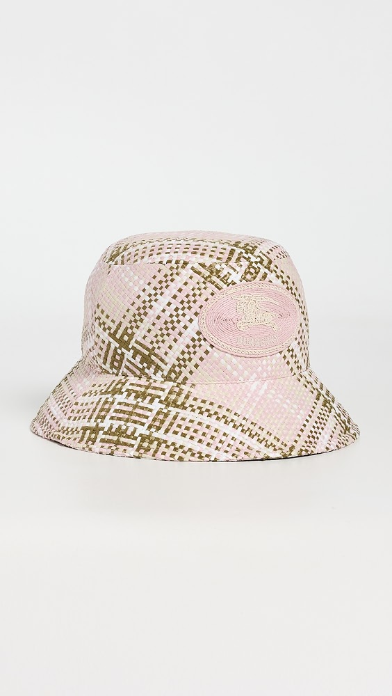 Woven Raffia Bucket Hat - Mallow Pink Ip Check