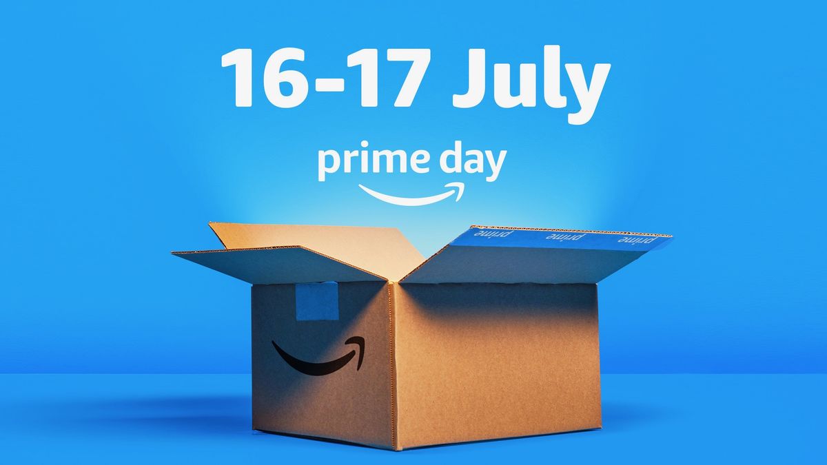 An Amazon box opening with the text &#039;16-17 July Prime Day&#039; above it.