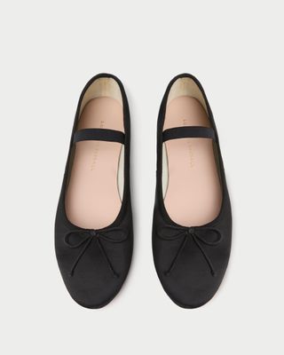 Leonie Black Satin Ballet Flat