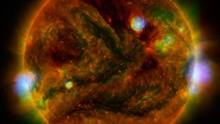 Active regions of the sun are shown with X-Ray imaging taken by NuSTAR
