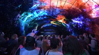LG's 'OLED tunnel' was in celebratory mood at IFA 2017. Credit: Messe Berlin