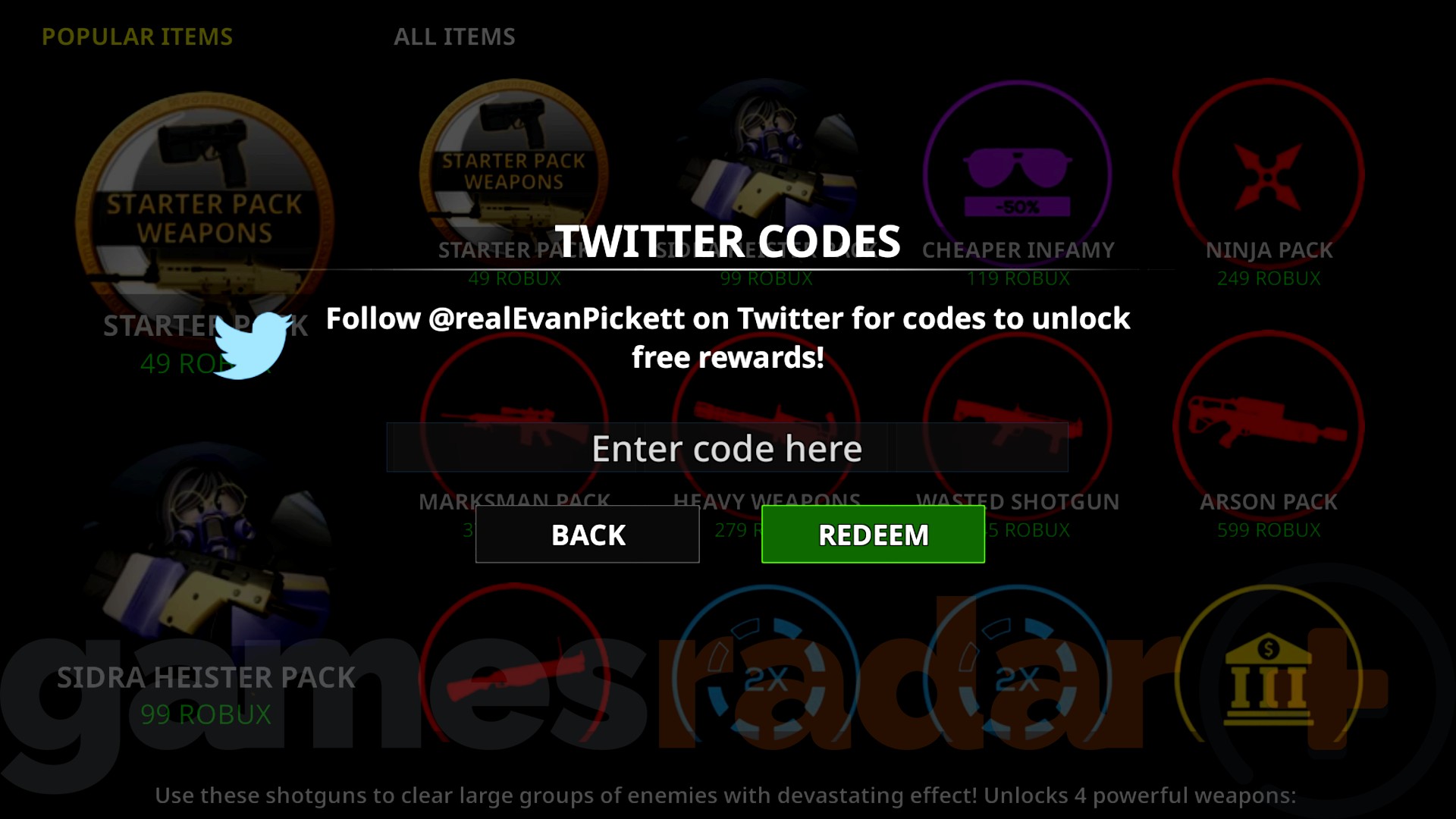 The Notoriety codes redemption box