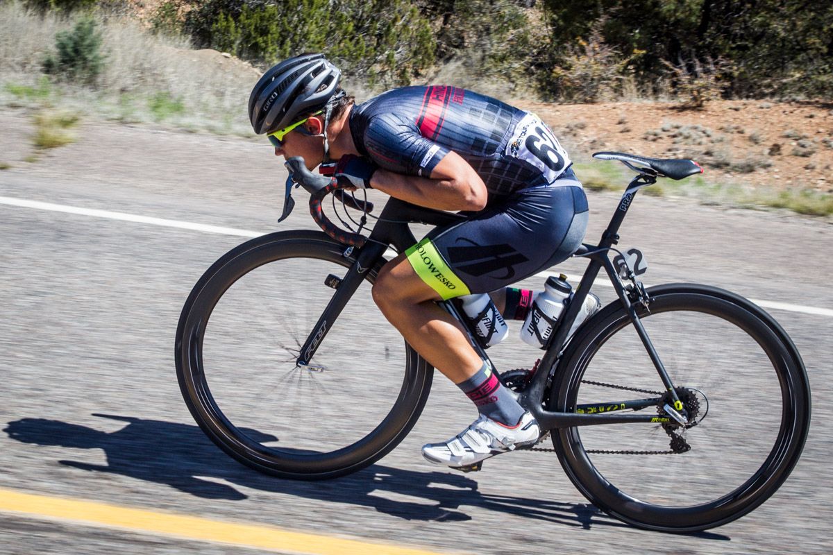Rob Carpenter (Hincapie) tries to keep all the speed he can on the descent