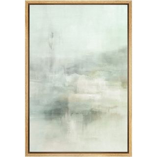 Signleader Framed Canvas Print Wall Art Pastel Green Paint Stroke Landscape Abstract Shapes Illustrations Modern Art Minimal Relax/calm Multicolor for Living Room, Bedroom, Office | Wayfair