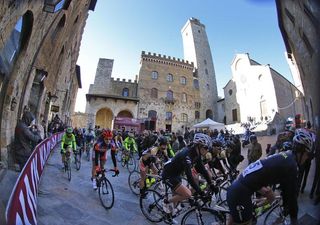 The inaugural women's Strade Bianche gets underway from San Gimignano