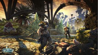 Two enemies approaching a player in one of the best FPS games, Bulletstorm.