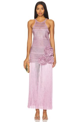 PatBO Latticework Fringe Maxi Dress