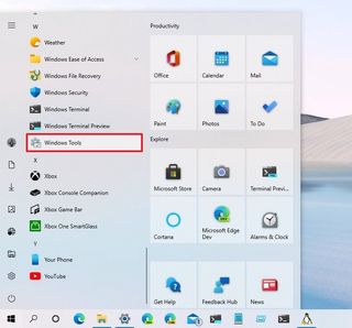Windows Tools item in Start menu