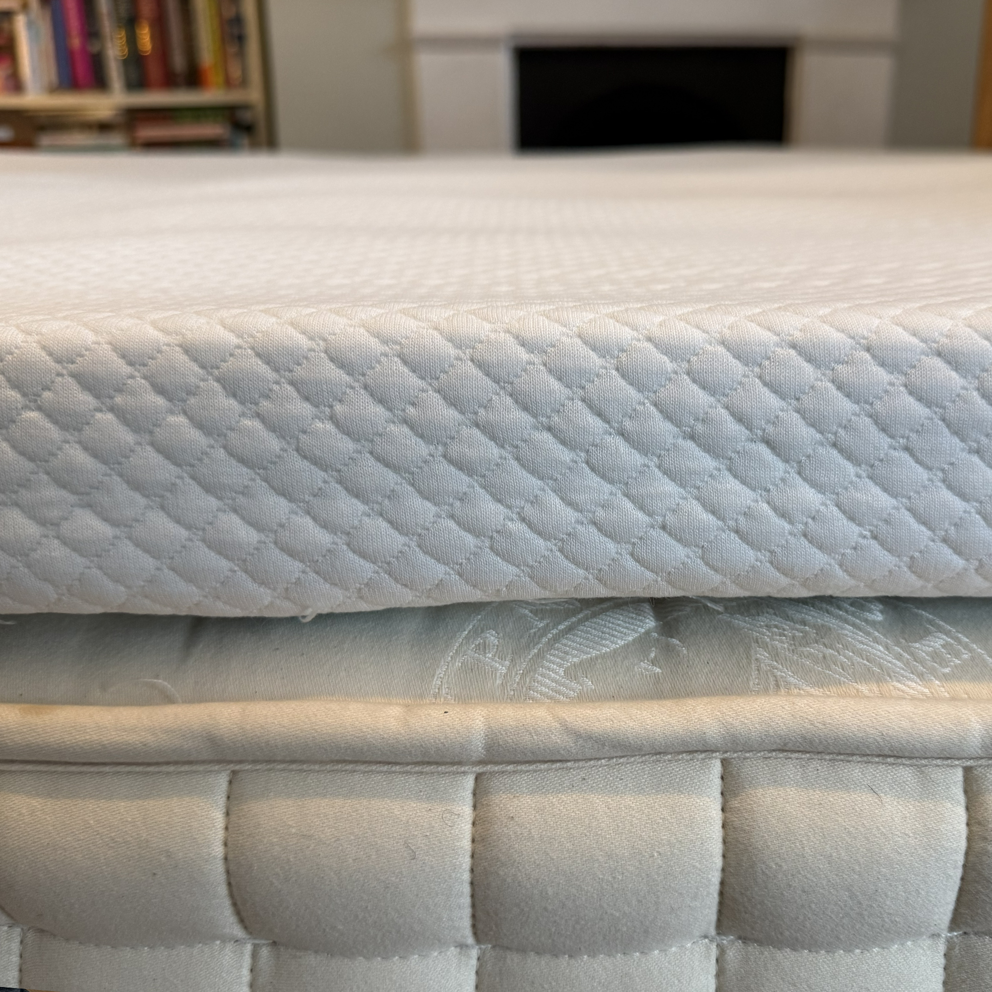 The Simba Hybrid Essential topper being tested at home