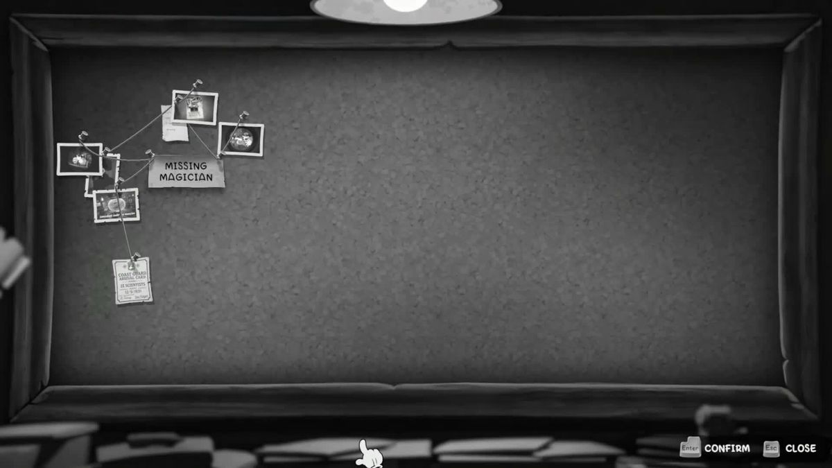 This is the clue board in MOUSE: P.I. For Hire