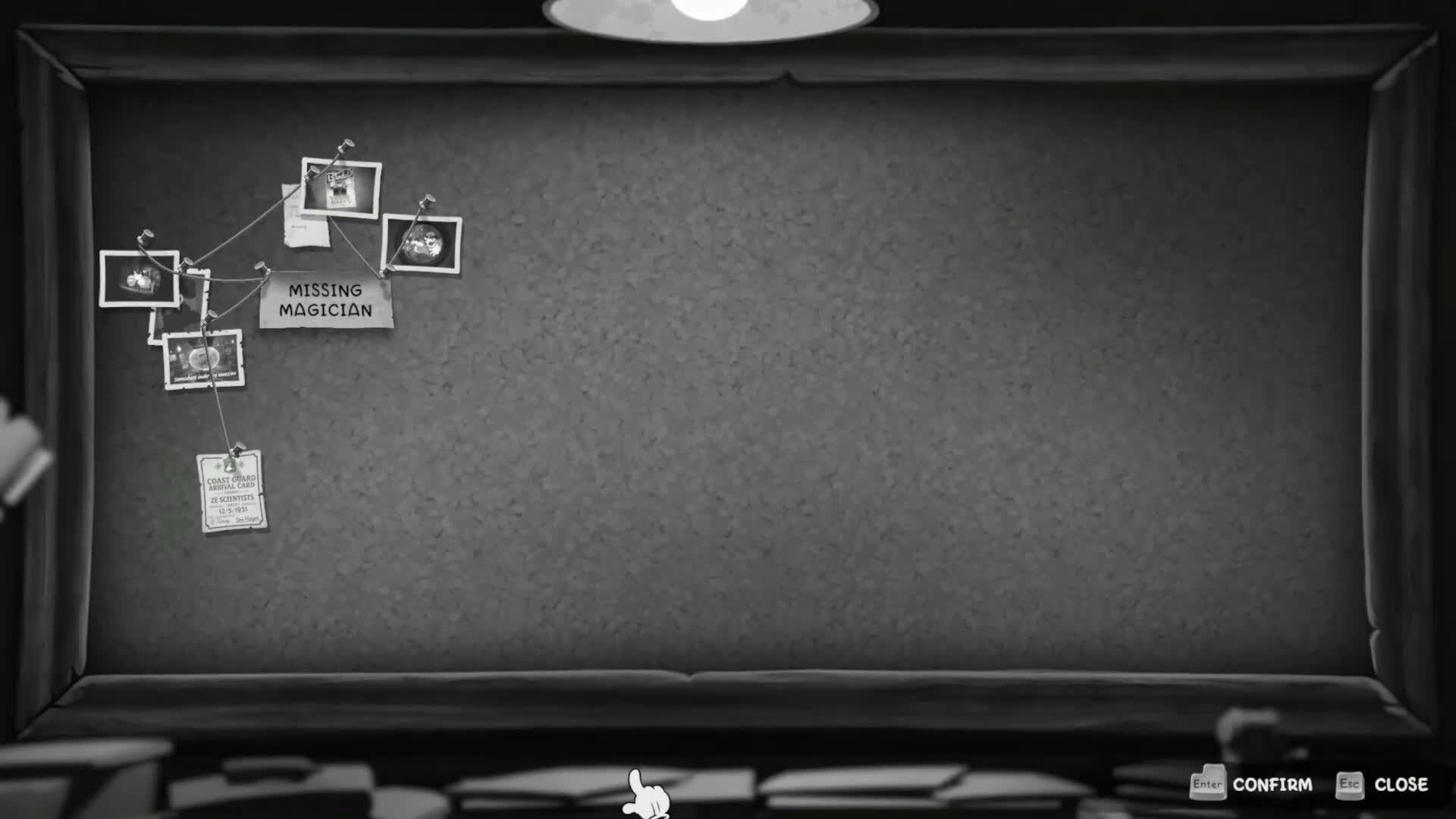 This is the clue board in MOUSE: P.I. For Hire