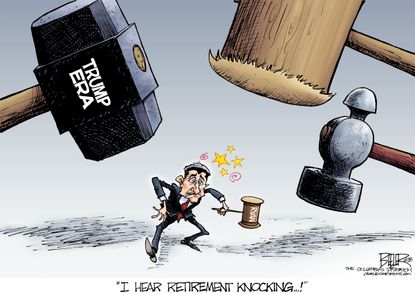 Political cartoon U.S. Paul Ryan retirement Trump
