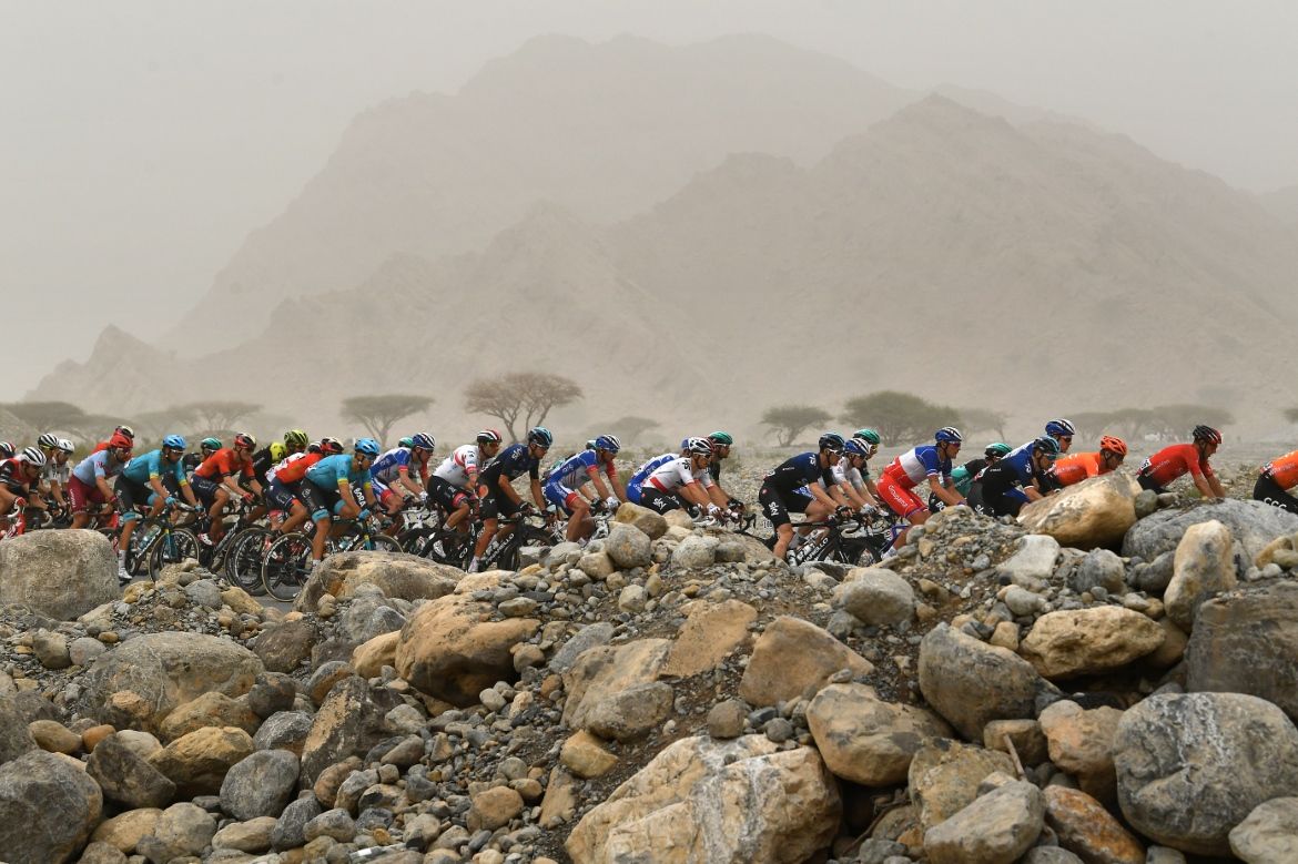 The mist covered the rocky landscape of northern UAE