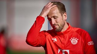 Harry Kane during Bayern Munich training in February 2024.