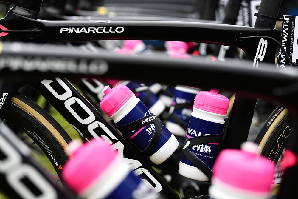 Valcar PBM's Pinarello bikes at the start of stage 2 of the OVO Energy Women's Tour
