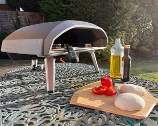 pizza oven on an outdoor table