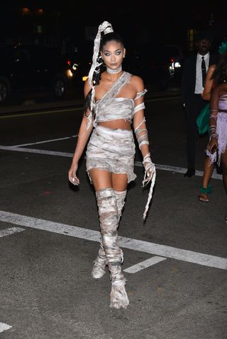 Chanel Iman as a mummy at Heidi Klum's Halloween party in New York, 2016