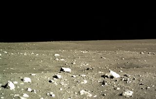 This image is one of the first taken after landing by the Chang'e 3 moon lander on Dec. 15, 2013. On January 10, 2014, the Chinese Academy of Sciences published photographs of the moon and Earth taken by the Chang'e 3 lander and Yutu rover during the period of Dec. 14-26, 2013. The Chinese spacecraft landed on the moon on Dec. 14, 2013.