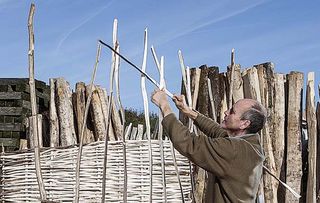 National Treasures - Hurdle Maker Simon Fowler and his apprentice. Photographed at his workspace in Derbyshire. Pictures by Richard Cannon on Friday 5th October 2017