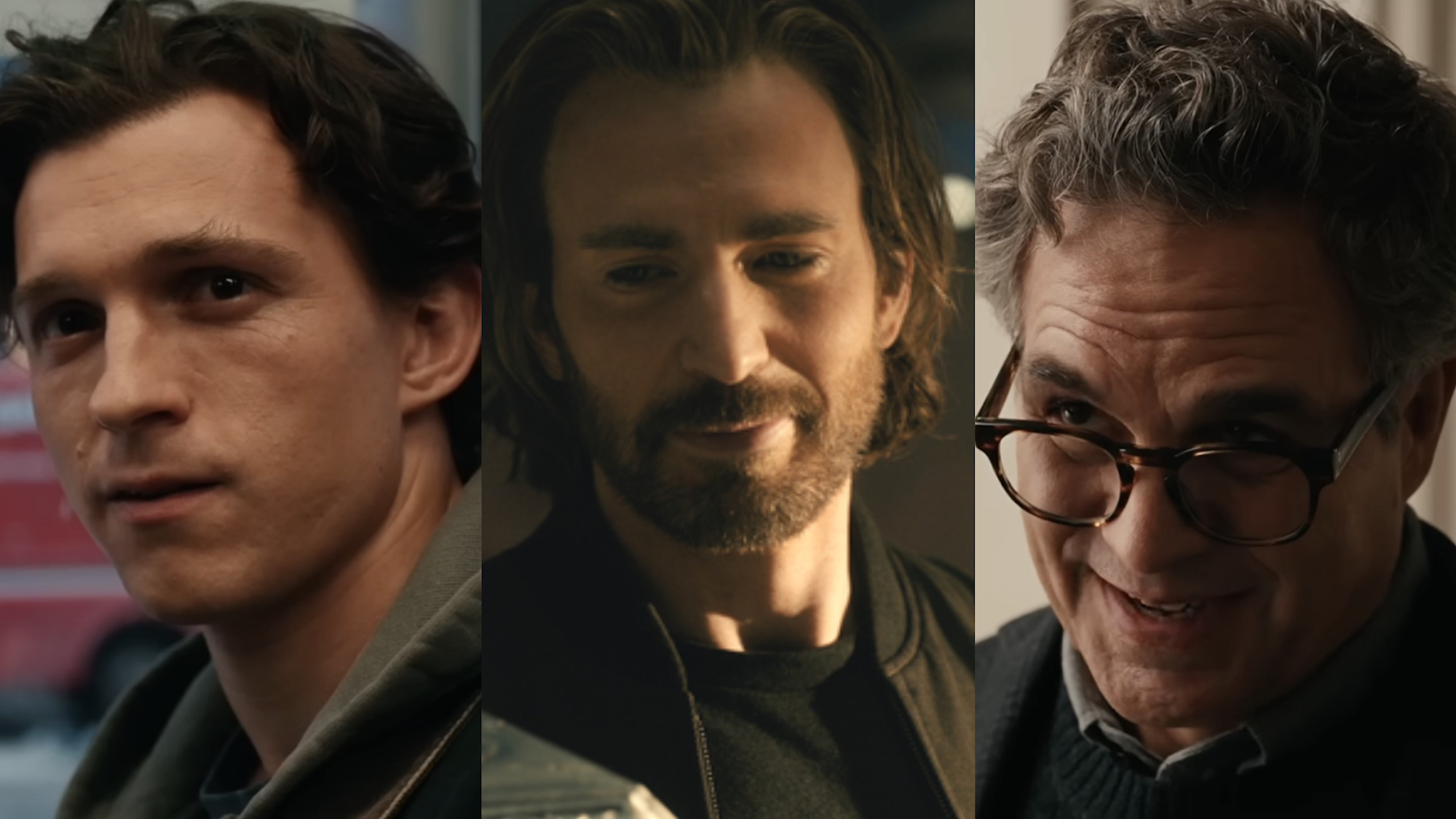 Tom Holland as Peter Parker in Brand New Day, Chris Evans as Steve Rogers in Doomsday and Mark Ruffalo as Bruce Banner in Brand New Day
