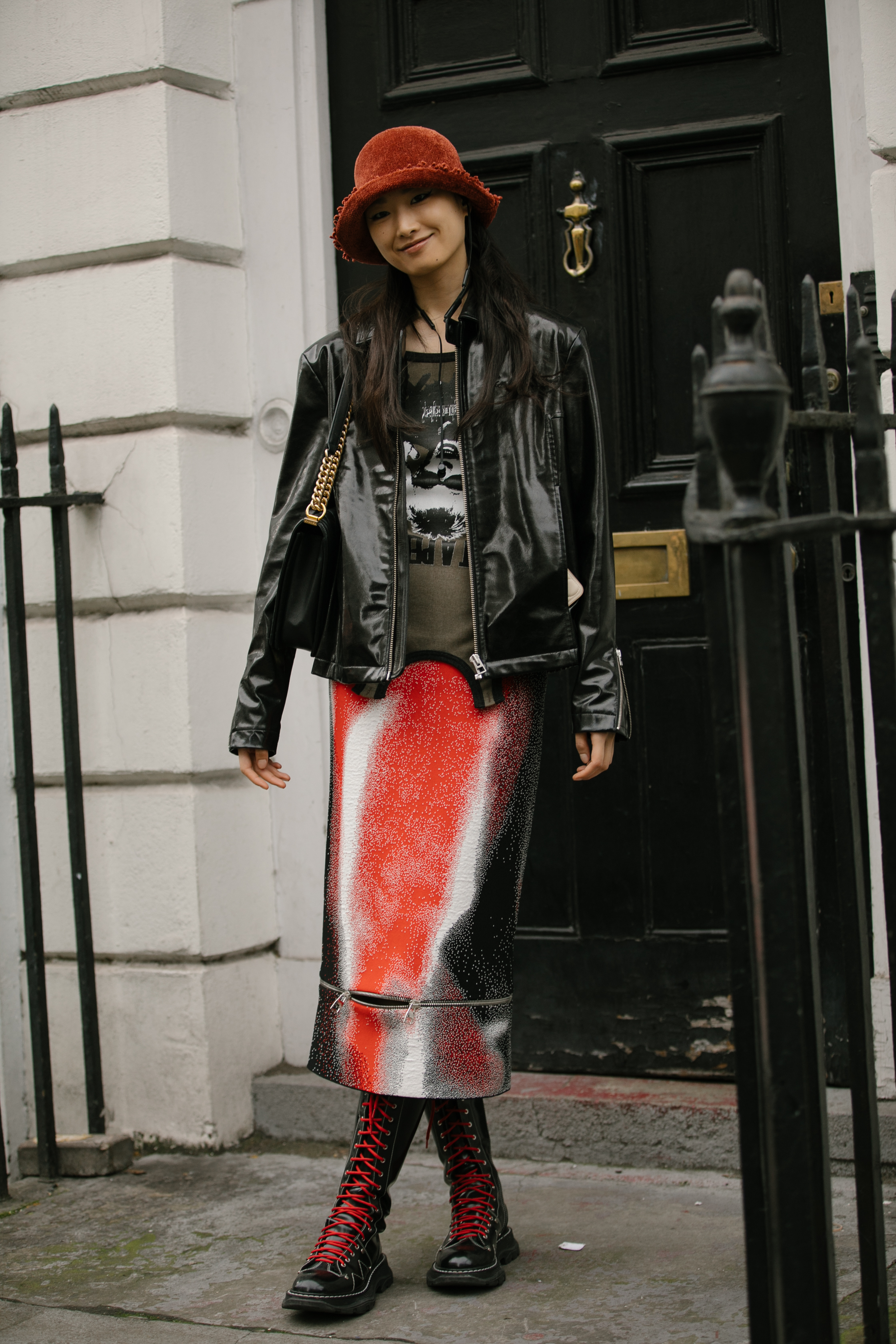 eclectic outfit at London fashion week