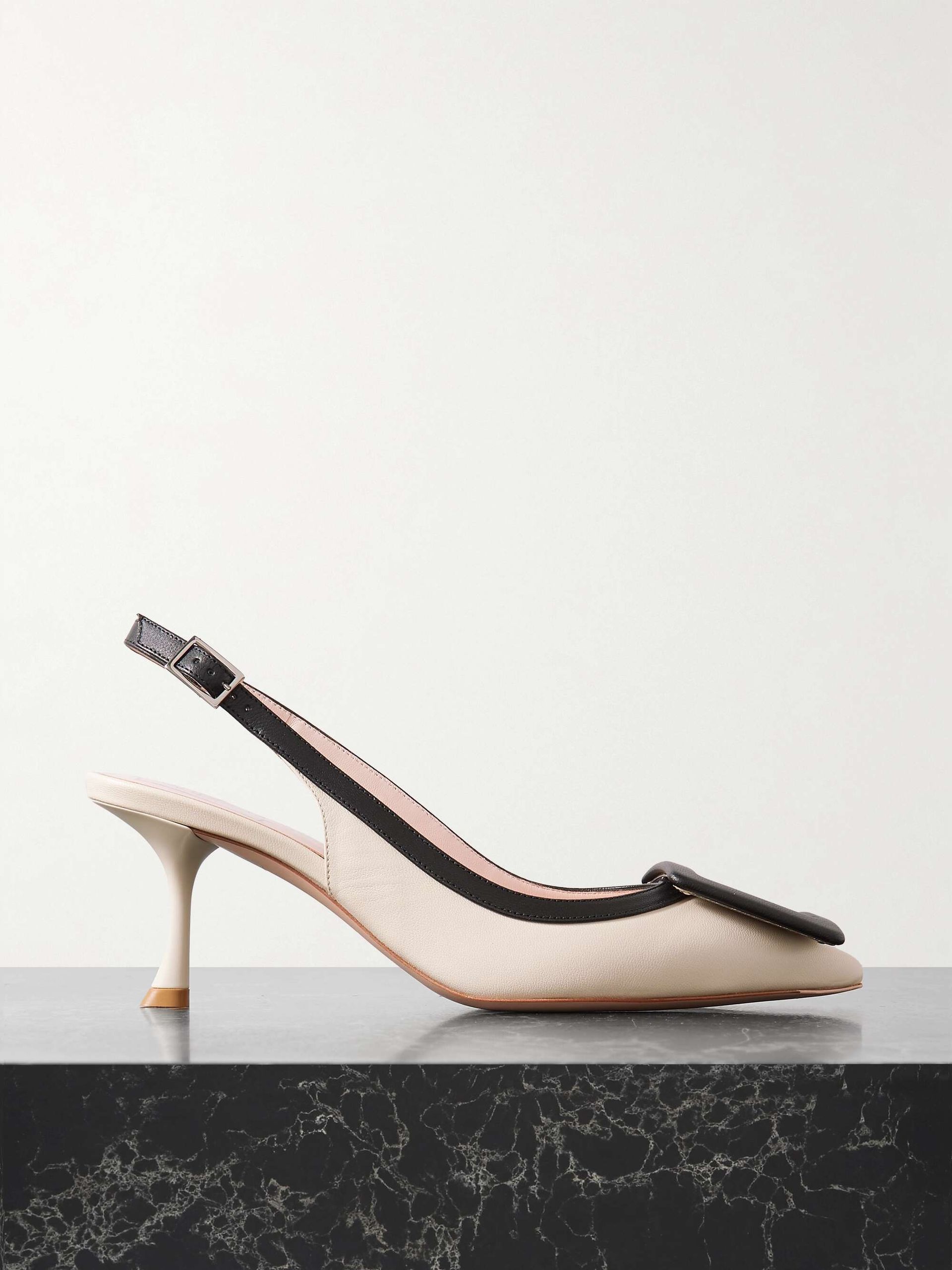 Viv in the City 65 Two-Tone Leather Point-Toe Slingback Pumps