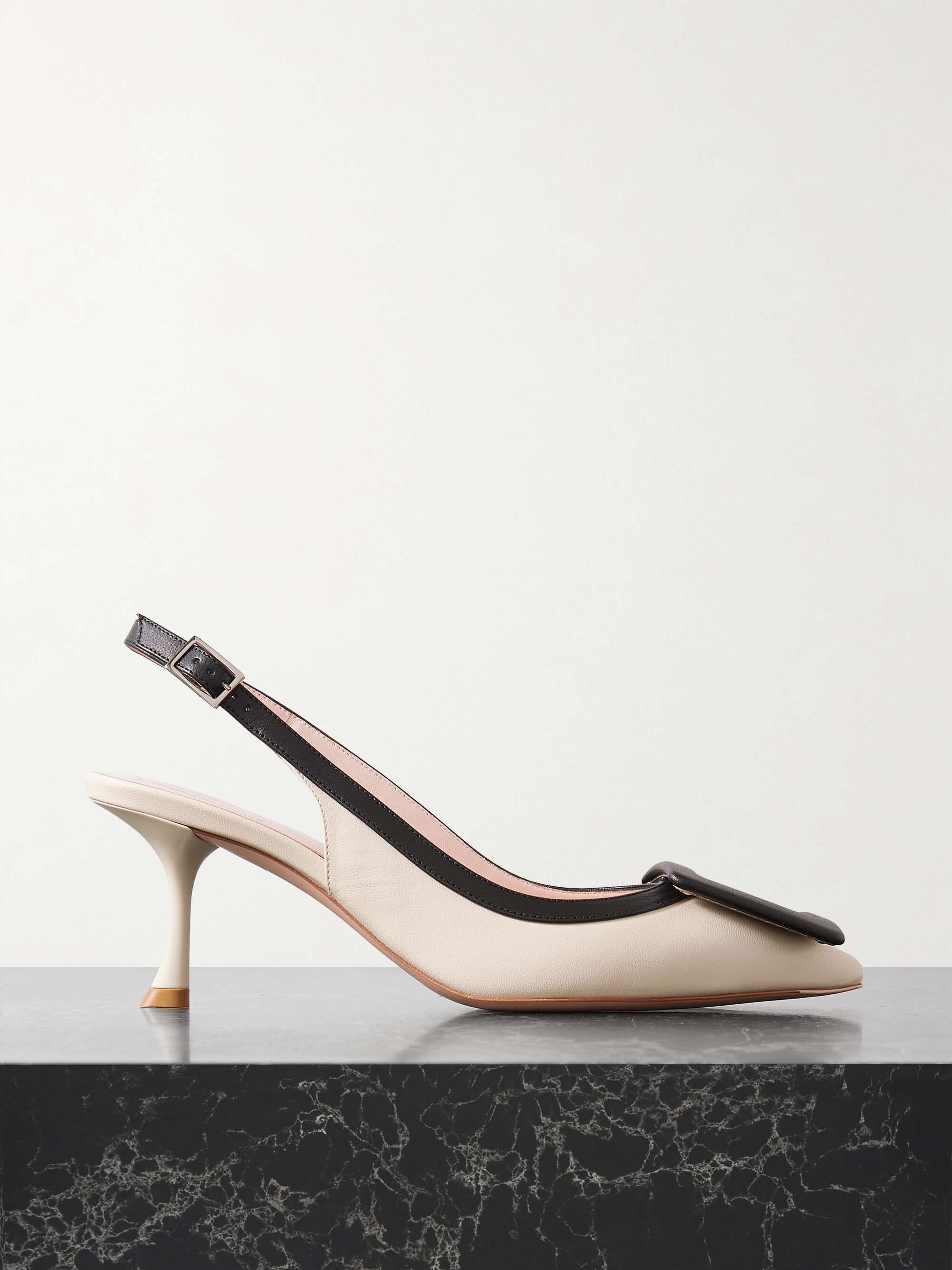 Viv in the City 65 Two-Tone Leather Point-Toe Slingback Pumps